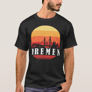T-shirt Coucher de soleil en skyline de Brême en style vin