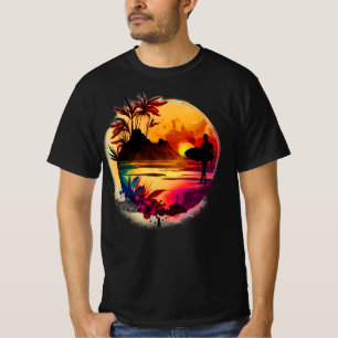 T-shirt Coucher de soleil et surf