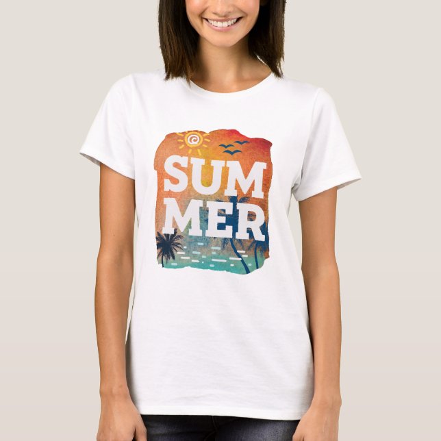 T-shirt Coucher de soleil exotique d'été tropical (Devant)