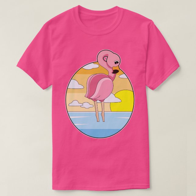 T-shirt Coucher de soleil Flamant rose (Design devant)