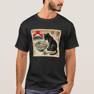 T-shirt Coucher de soleil Japonais Mt. Fuji Timbre Panther