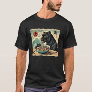 T-shirt Coucher de soleil Japonais Mt. Fuji Timbre Panther