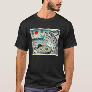 T-shirt Coucher de soleil Japonais Mt. Fuji Timbre Poste L