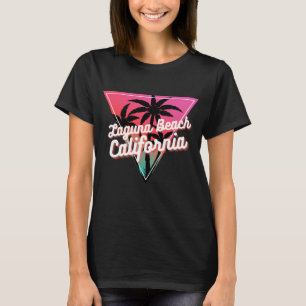 T-shirt Coucher de soleil néon rétro Palmiers Laguna Beach