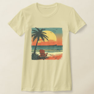 T-shirt Coucher de soleil personnalisable avec palmier tro