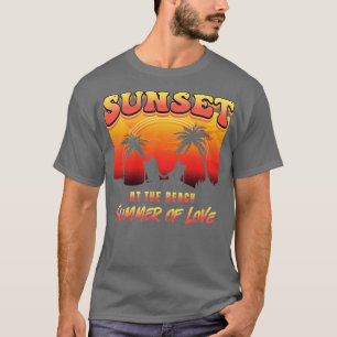T-shirt Coucher de soleil rétro à la plage Été de l'amour