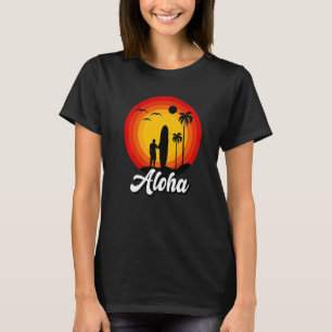 T-shirt Coucher de soleil Rétro Aloha Hawaï Île hawaïenne