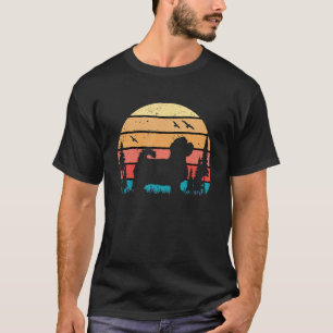 T-shirt Coucher de soleil rétro de Chien Maltais