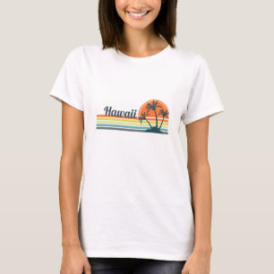 T-shirt Coucher de soleil rétro Hawaii
