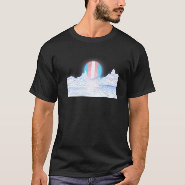 T-shirt Coucher de soleil sur blanc Bg 90s 80s esthétique  (Devant)