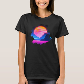 T-shirt Coucher De Soleil Sur Canyon Et Grille Montagnes S