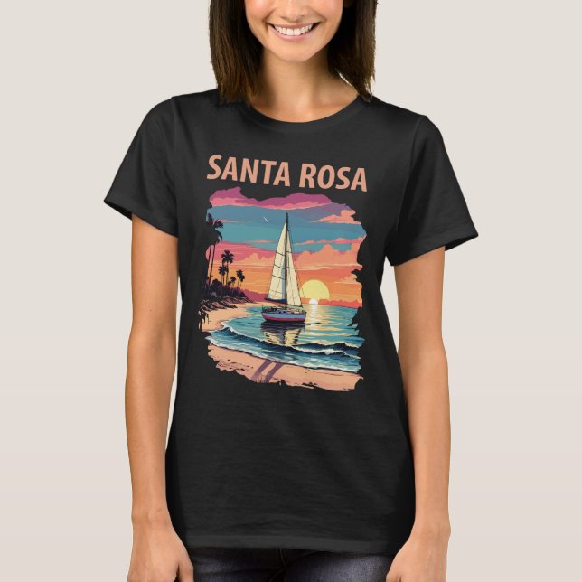 T-shirt Coucher de soleil sur la plage de l'île Santa Rosa (Devant)
