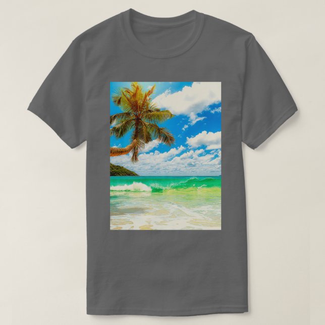 T-shirt coucher de soleil sur la plage d'été (Design devant)