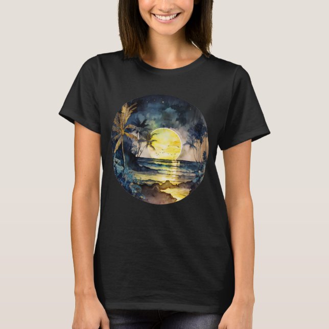 T-shirt Coucher de soleil sur la plage tropicale (Devant)