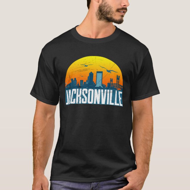 T-shirt Coucher de soleil sur le centre-ville de Jacksonvi (Devant)
