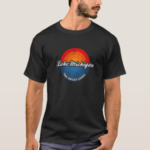 T-shirt Coucher de soleil sur le lac Michigan Rétro Les Gr