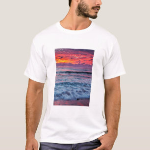 T-shirt Coucher de soleil sur les vagues de l'océan, Cali