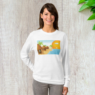 T-shirt Coucher de soleil tropical avec des huttes de chau