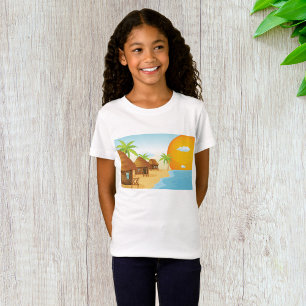 T-Shirt Coucher de soleil tropical avec des huttes de chau