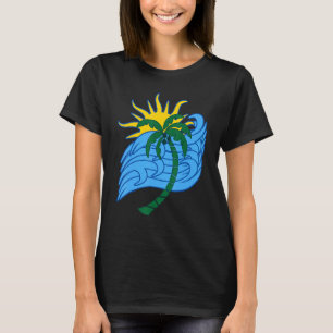 T-shirt Coucher de soleil tropical Palmier Soleil Bleu Océ