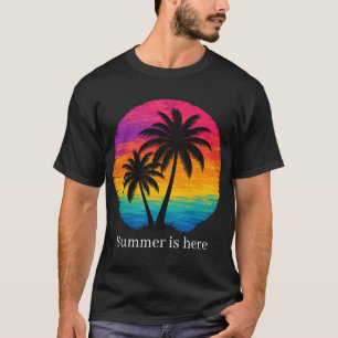 T-shirt Coucher de soleil tropical Palmiers Design Rétro