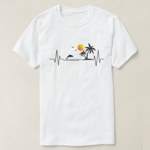 T-shirt Coucher de soleil tropical  - Pouls EKG Rythme car