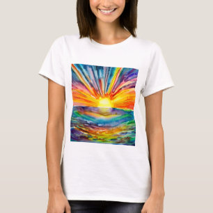 T-shirt Coucher de soleil vibrant sur la réflexion de l'ea