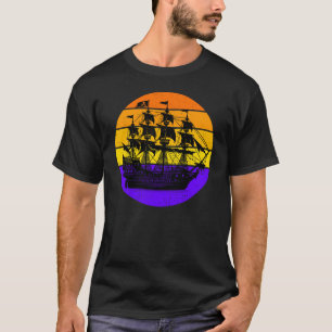 T-shirt Coucher de soleil Vintage de navire pirate