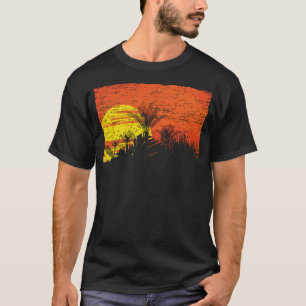 T-shirt Coucher de soleil Vintage rétro en relief avec pal