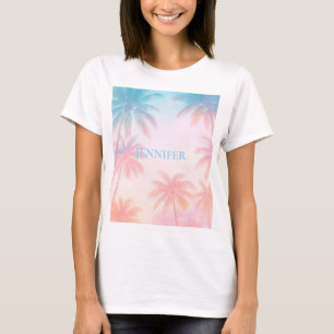 T-shirt Coucher de soleil vintage sur la plage Palmiers Pa
