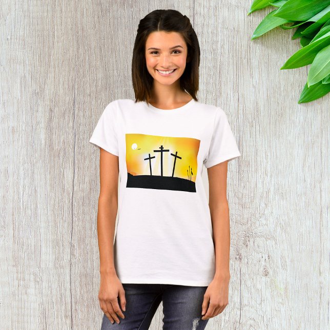 T-shirt Coucher du soleil Croix religieuse femmes (Créateur téléchargé)