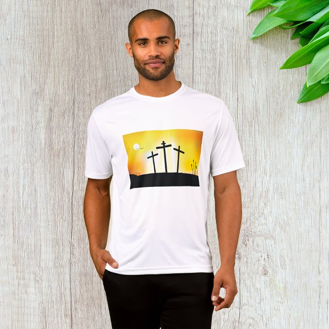 T-shirt Coucher du soleil croix religieuses hommes actifs (Créateur téléchargé)