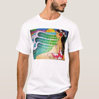 T-shirt Coucher du soleil de fille de Hinano de chemise de