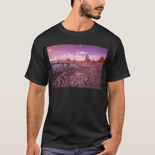 T-shirt coucher du soleil mono de lac (Devant)