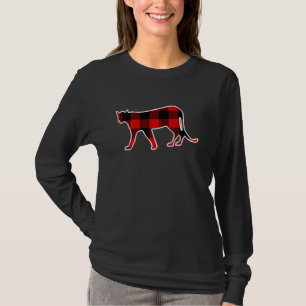 T-shirt Cougar Red Buffalo Plaid Puma Animal Matching Pj F