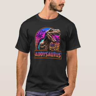 T-shirt Couleur 80s Retro Daddysaurus T Rex Dinosaur Famil