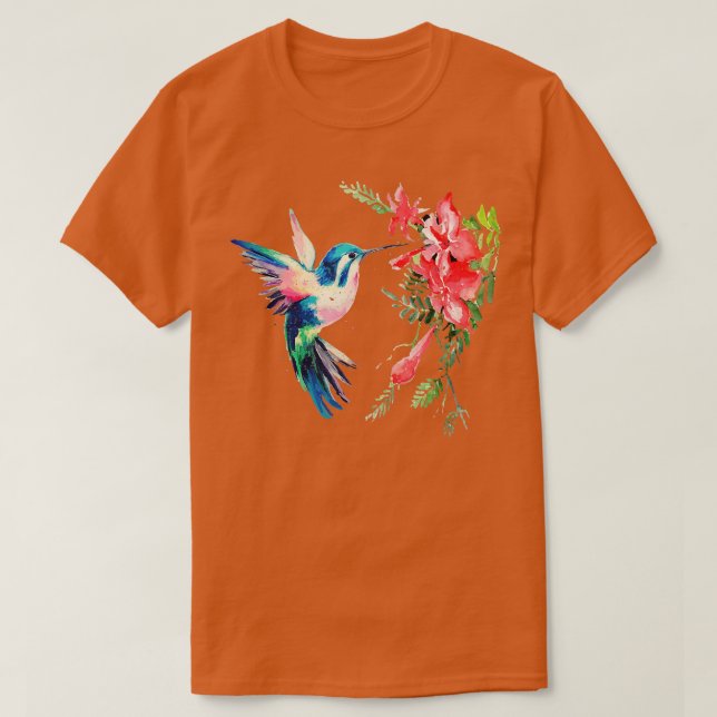 T-shirt Couleur arc-en-ciel Colibri Drôle Oiseau Amoureux  (Design devant)