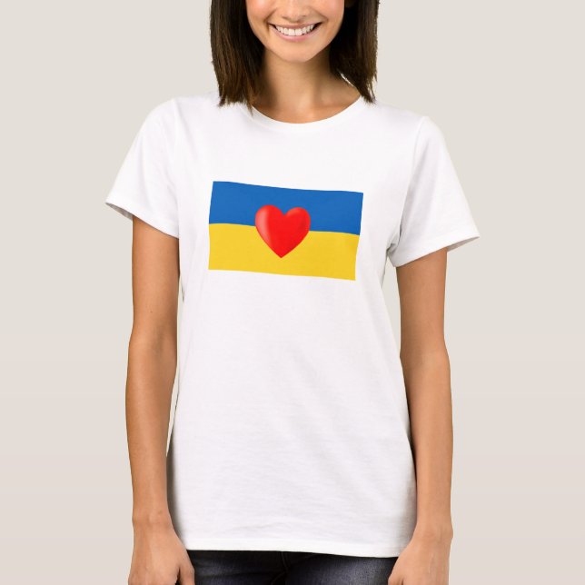 T-shirt couleur couleur rouge pour l'Ukraine (Devant)