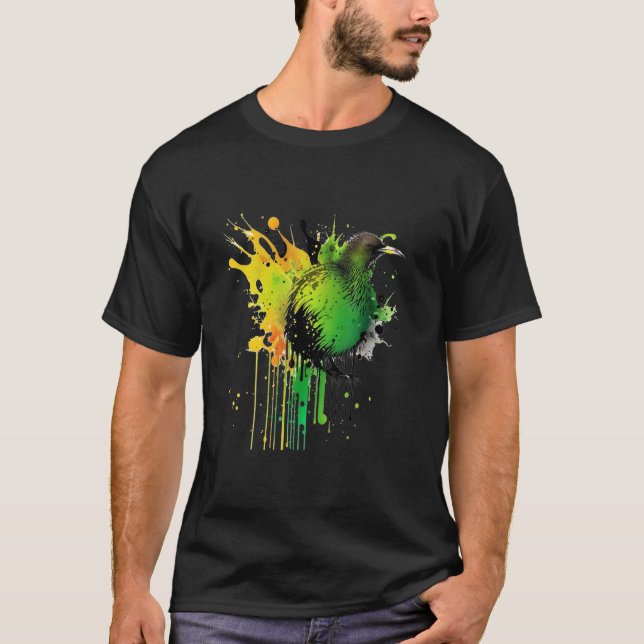 T-shirt Couleur de l'eau Abstraite Nouvelle-Zélande Kiw na (Devant)