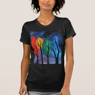 T-shirt Couleur de nuit - ciel étoilé d'arbres