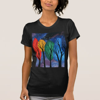 T-shirt Couleur de nuit - ciel étoilé d'arbres