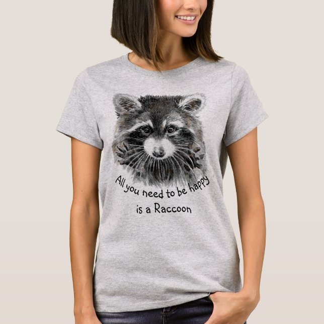 T-shirt Couleur d'eau douce Raccoon Choisissez Happy Inspi (Devant)