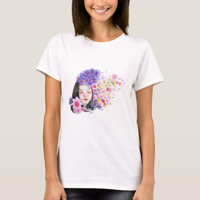 T-shirt Couleur d'eau florale  (Devant)