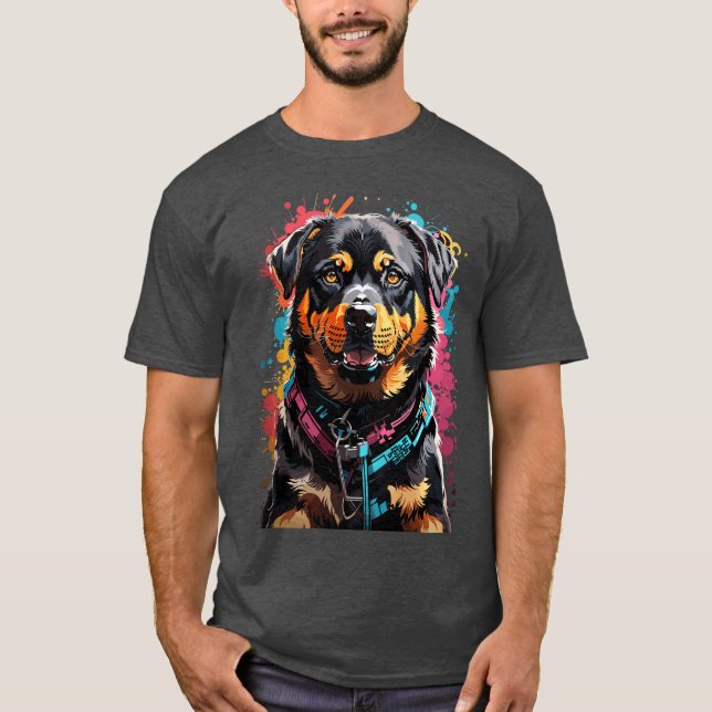 T-shirt Couleur d'éclaboussure Rottweiler (Devant)
