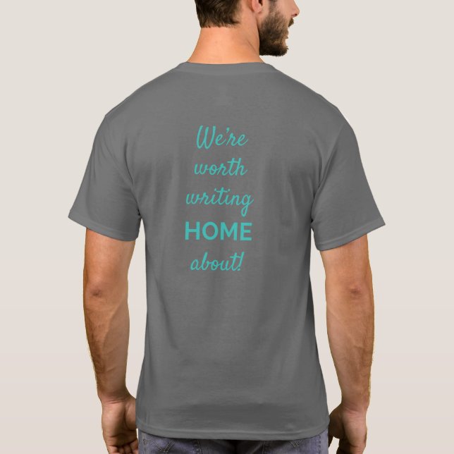 T-shirt Couleur foncée de base masculine (avec slogan) (Dos)