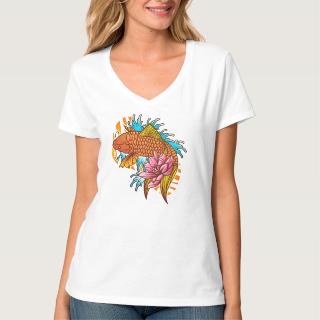 T-shirt couleur Koi Goldfish (Devant)