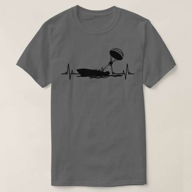 T-shirt Couleur noire J'aime Parasailing Heartbea (Design devant)