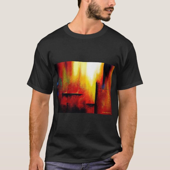 T-shirt Couleur noire Modèle Art Abstrait moderne peinture (Devant)