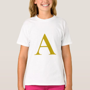 T-shirt Couleur or Monogramme Initial Lettre Simple