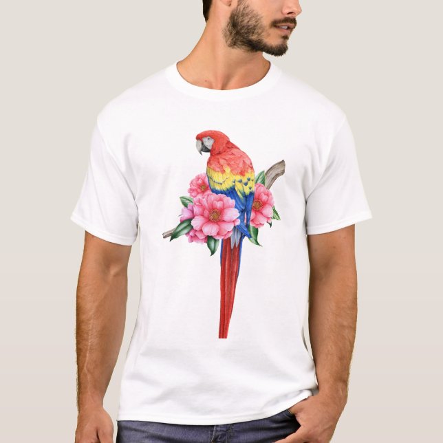 T-shirt couleur perroquet drôle | Amour des oiseau (Devant)